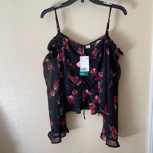 H&M- size US 12. Black and floral cold shoulder